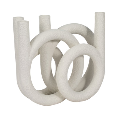 15" Looped 4-taper Candleholder, White