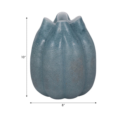 10" Glass Sea Urchin Vase, Blue