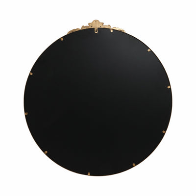 36" Fleur Applique Round Mirror, Gold Wb