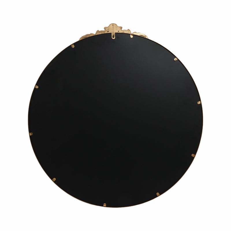 36" Fleur Applique Round Mirror, Gold Wb