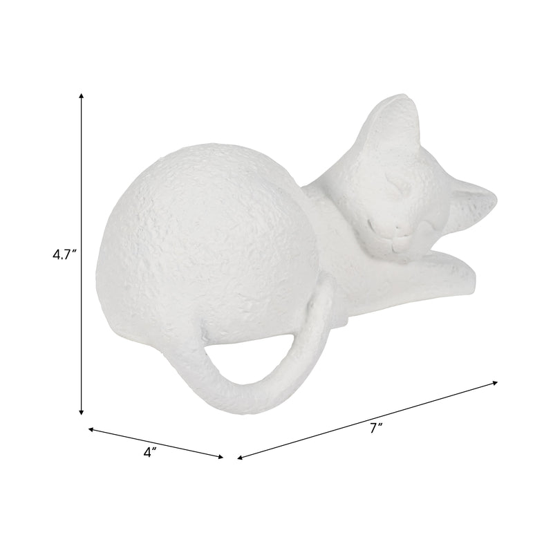 7" Sleeping Kitty, White