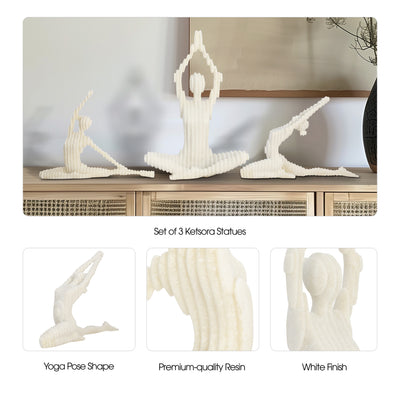 S/3 9/10/16" Ketsora Yoga Statuary, White