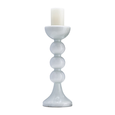 GLASS, 18"H,  BUBBLY CANDLE HOLDER, WHT ENAM