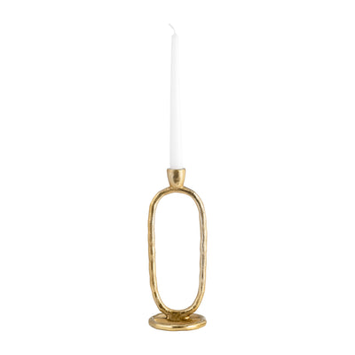 METAL, 11" OPEN OVAL TAPER CANDLEHOLDER, GOLD