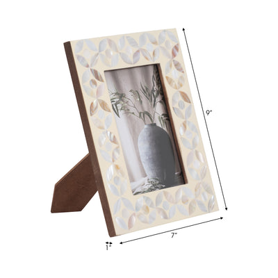 4x6 Mother Of Pearl Photo Frame, Ivory