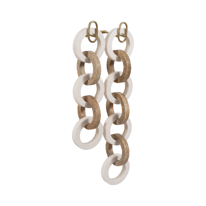 S/2 26/35" Kano Wood And Resin Wall Link Chains