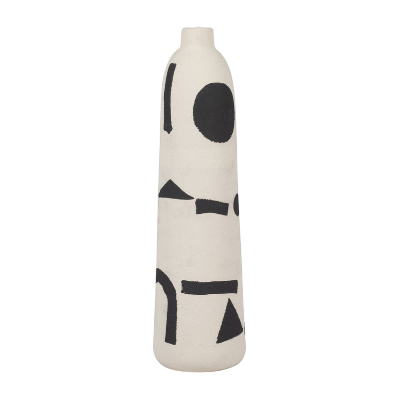 CER, 15" FUNKY VASE, IVORY/BLACK