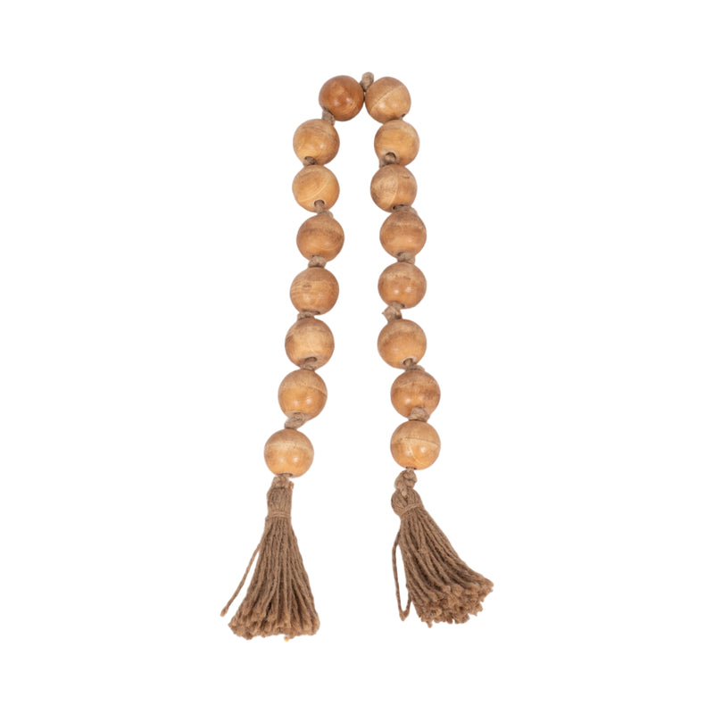 WOOD, 26" BEAD GARLAND, NATURAL