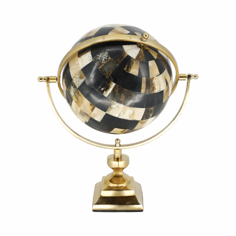 14"h Globe, Brown/gold