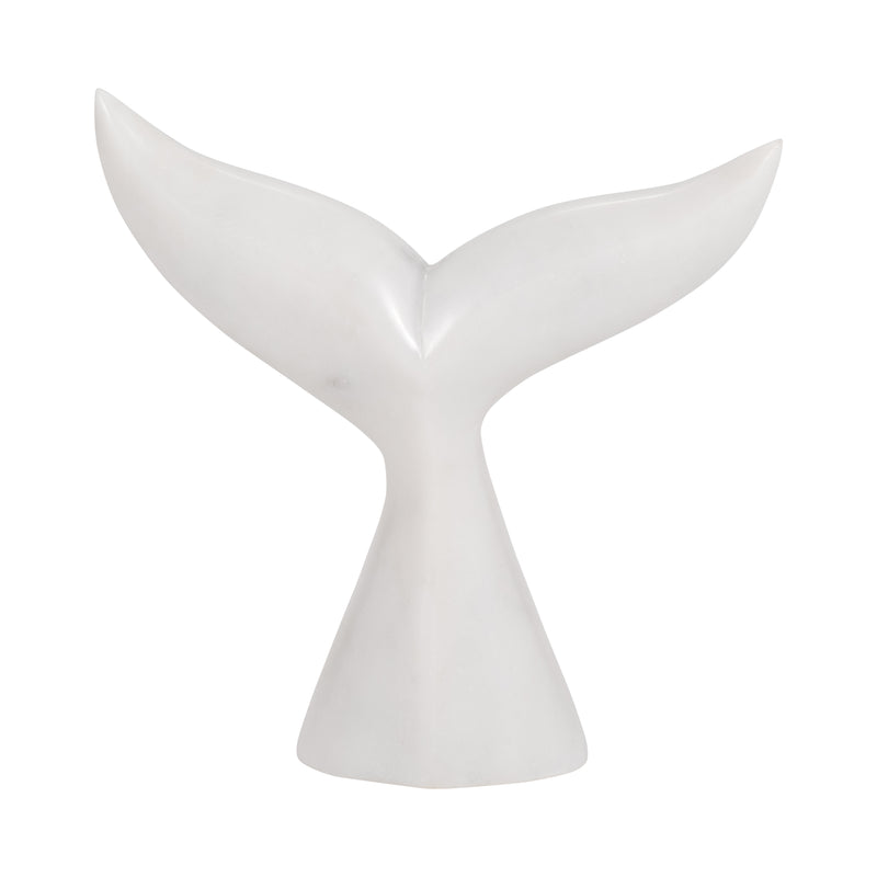 Marble, 7" Whale Tail, White