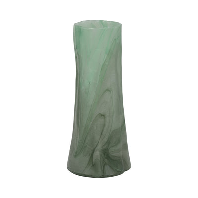 14" Verena Small Green Glass Vase