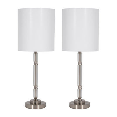 S/2 Crystal 24" Table Lamp, Silver