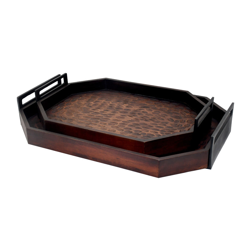 S/2 25/30" Jones Wood Trays, Brown