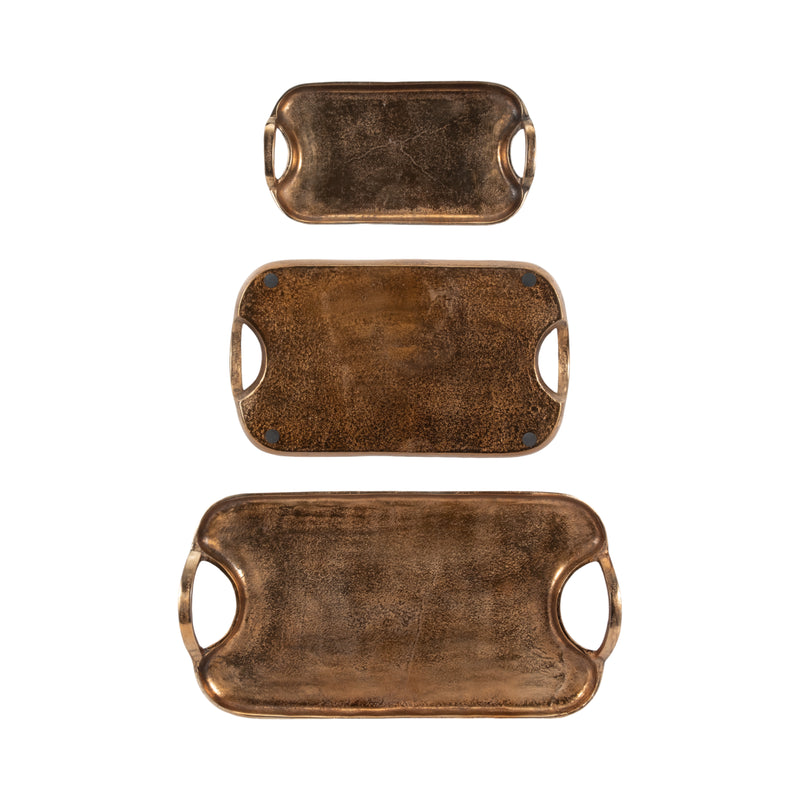 S/3 15/19/23" Darcy Trays, Bronze