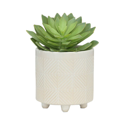 S/2 6/8" TEXTURED PLANTERS, SHINY WHITE