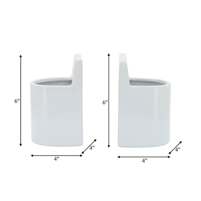 CER, 6" POUCH BOOKENDS, WHITE