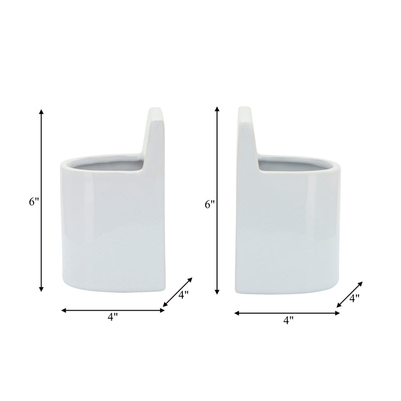 CER, 6" POUCH BOOKENDS, WHITE