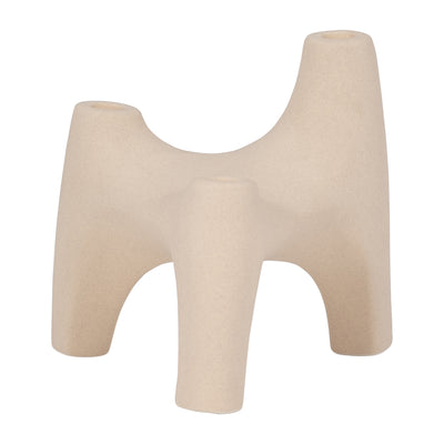 Stoneware, 9" 3-taper Candle Holder, Ivory