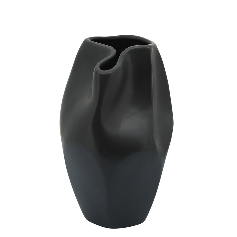 CER, 10"H ABSTRACT VASE, BLACK