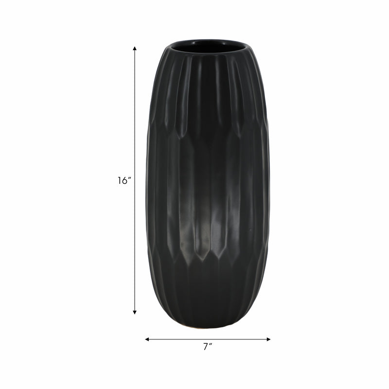 CERAMIC 16" VASE , BLACK