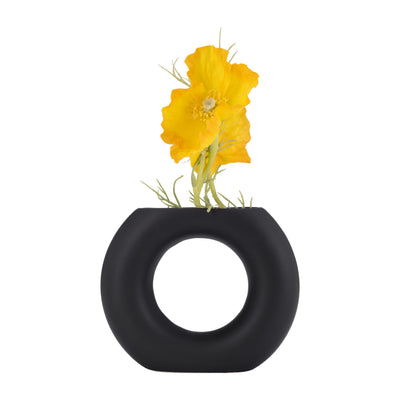 Cer, 5" Donut Vase, Black