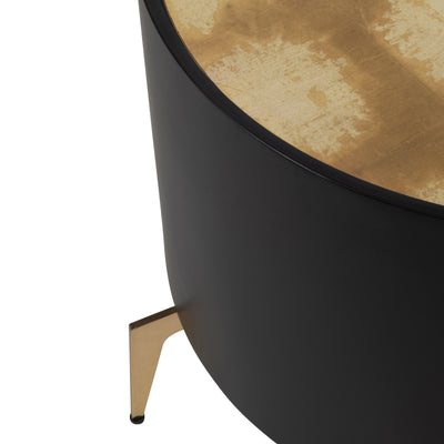 WOOD,24" GOLD LEAF TOP SIDE TABLE, BLK/GLD