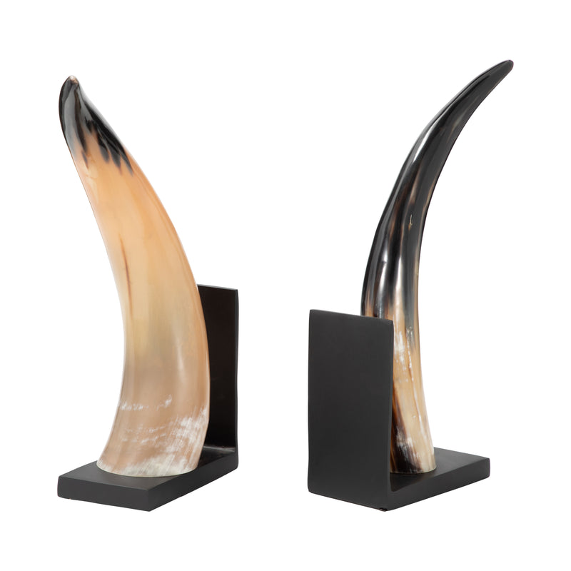 S/2 14" Gamil Horn Bookends