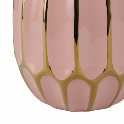 CERAMIC VASE 8", BLUSH/GOLD