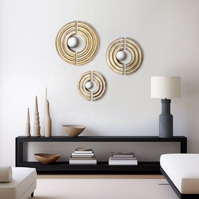 S/3 Leza 12/15/18" Gold Ring Wall Decor