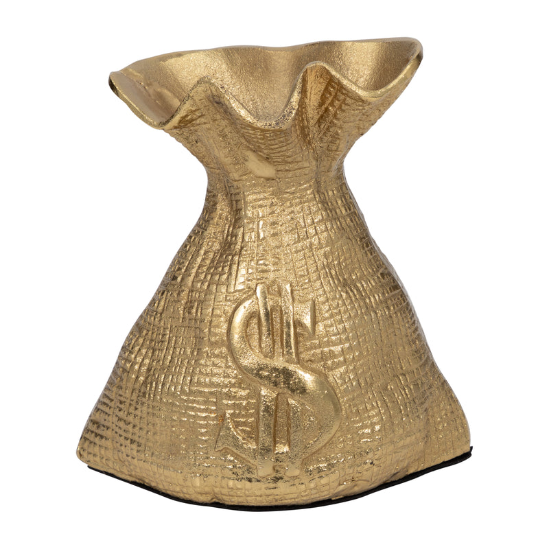 Metal, 8" Money Bag, Gold