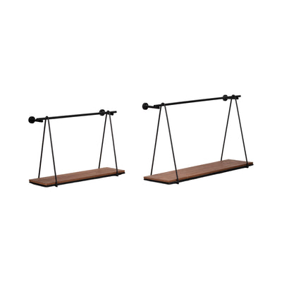 METAL/WOOD, S/2 12/14"H SWING LIKE WALL SHELVES, B