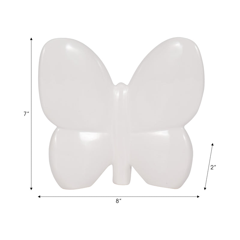 Cer, 8" Balloon Butterfly, White