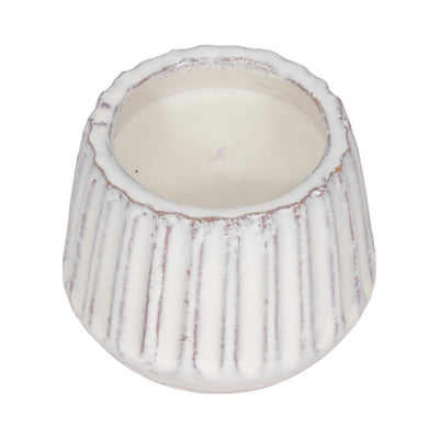 5" 9 Oz Sea Salt & Lemon Ridged Candle, White