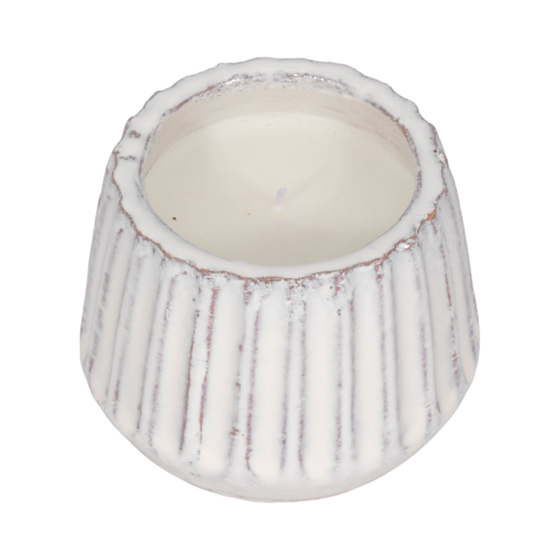 5" 9 Oz Sea Salt & Lemon Ridged Candle, White