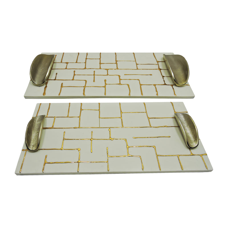 S/2 18/22" Gomez Gold Resin Trays