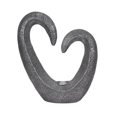 19" Heart Statue With Solar, Dark Grey