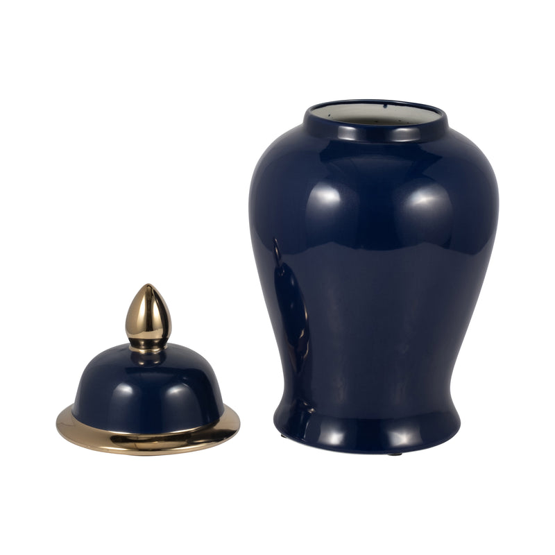 CER, 18" TEMPLE JAR, NAVY/GOLD