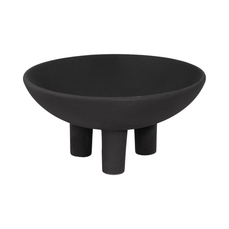 11" Textured Footed Bowl, Black