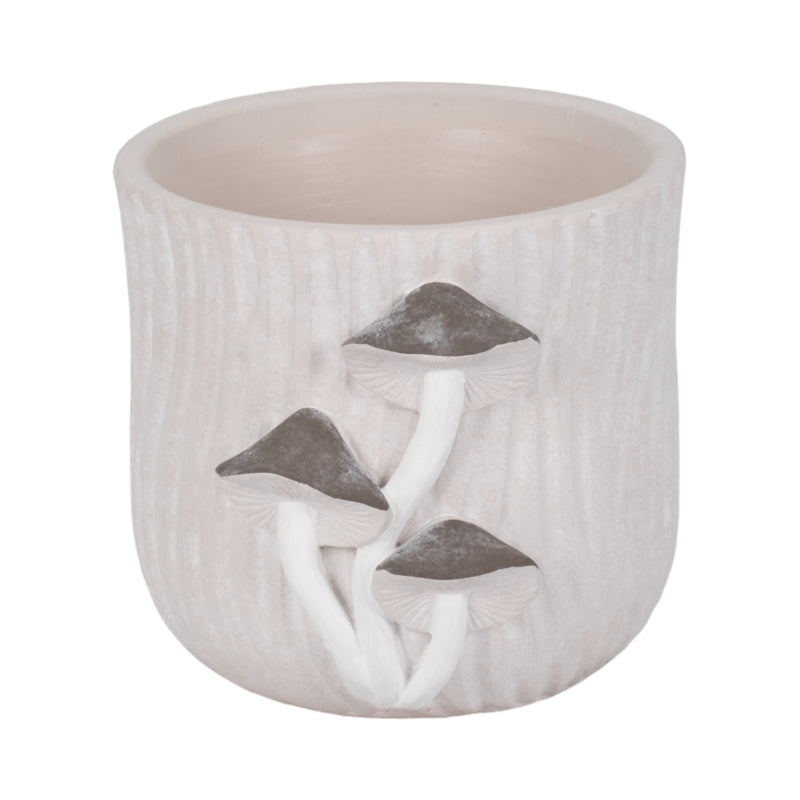 6" Mushroom Applique Planter, Grey