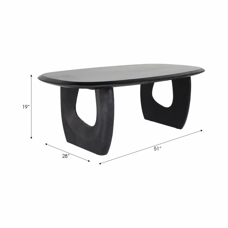 Wood, 51" Modern Mid-century Coffee Table, Blk, Kd