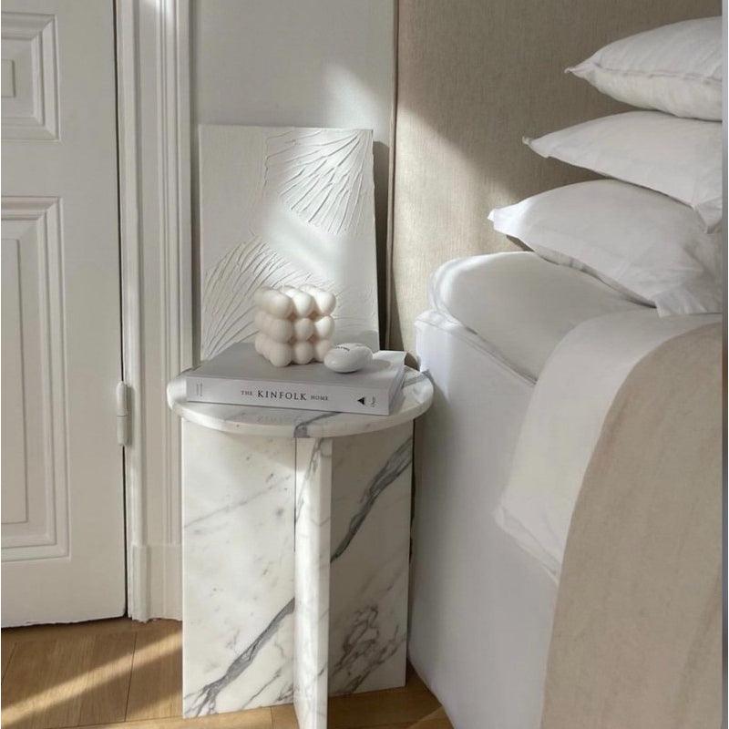 Elegance White Marble Side Table By Alhome