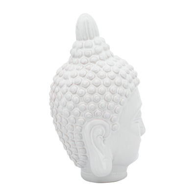 CERAMIC 10" BUDDHA HEAD, WHITE