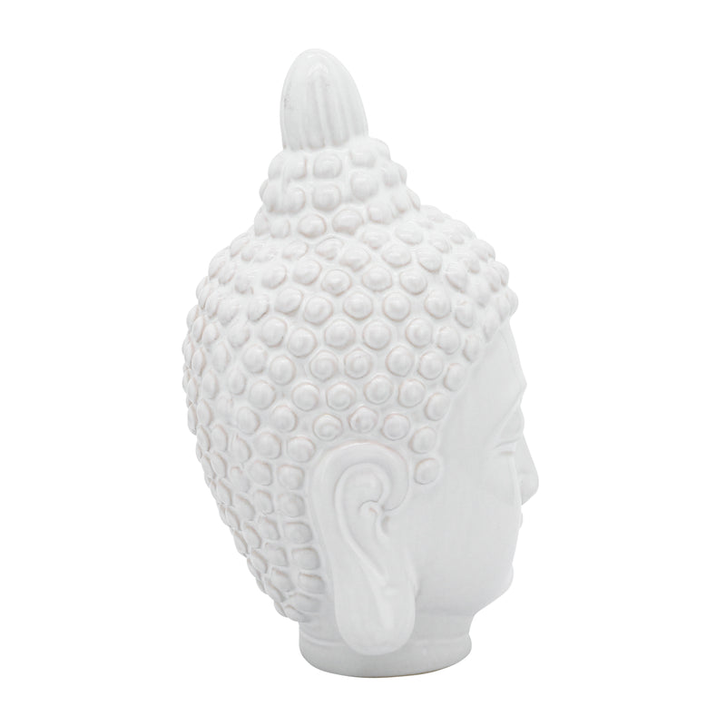 CERAMIC 10" BUDDHA HEAD, WHITE