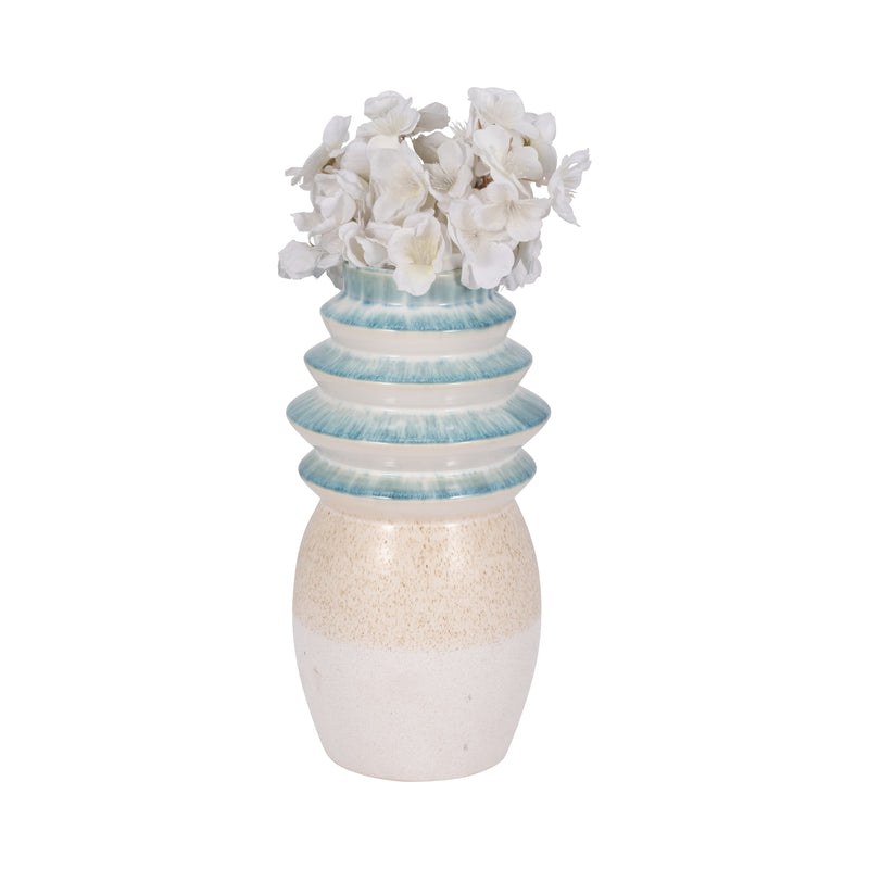 12" Fluted Top Vase Reactive Finish, Multi