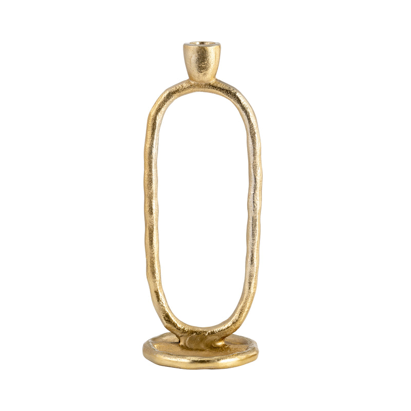 METAL, 10" OPEN OVAL TAPER CANDLEHOLDER, GOLD