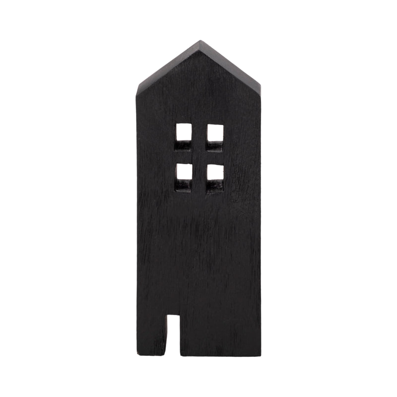 10" Wood House Decor, Black