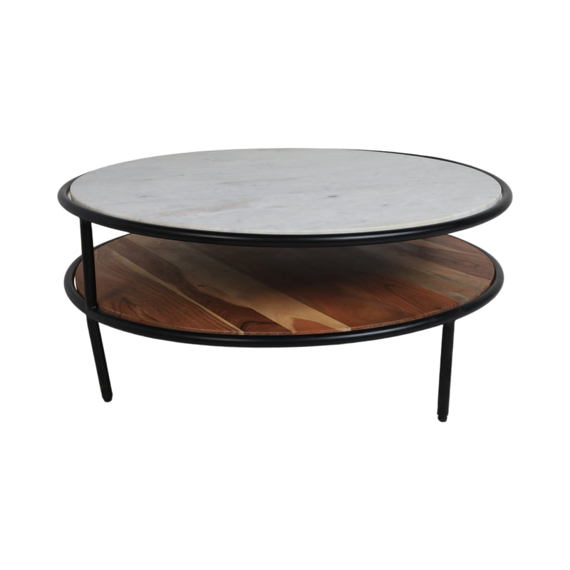 WOOD/MARBLE, 31X14" COFFEE TABLE, BROWN/WHITE