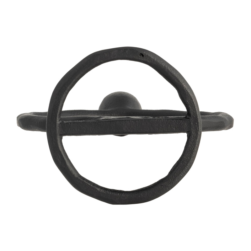 METAL, 7" ROUND RING TAPER CANDLEHOLDER, BLACK