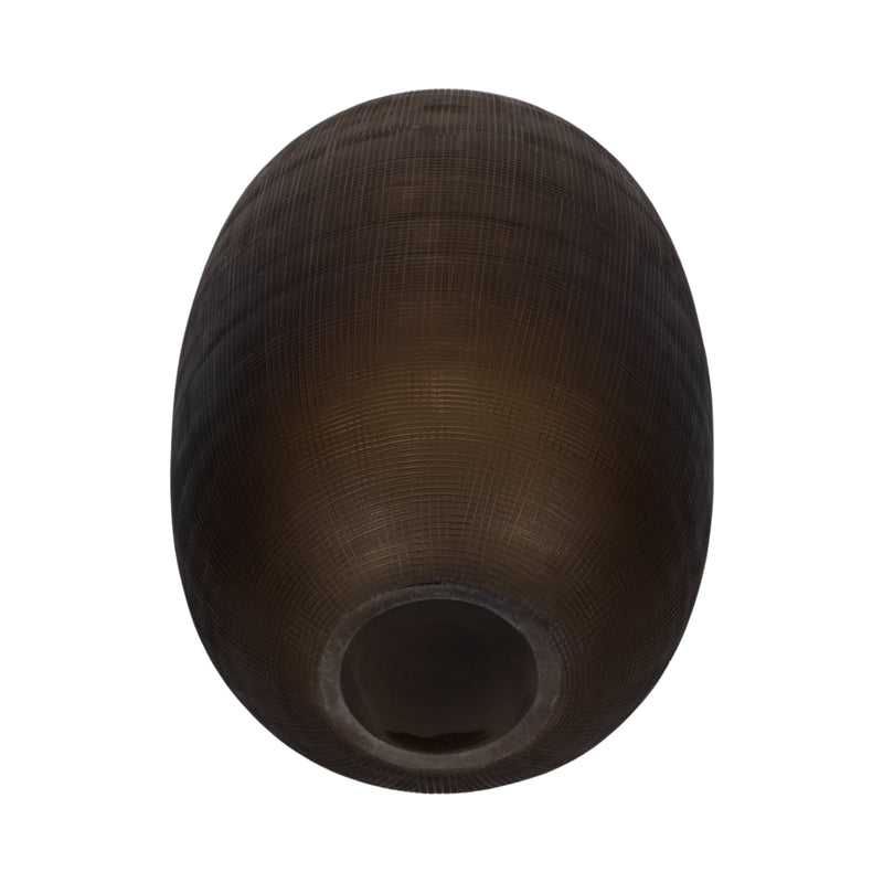 Glass, 19" Urn Vase, Smokey Brown