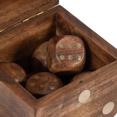 4" Dice Box With Dice Inside, Brown